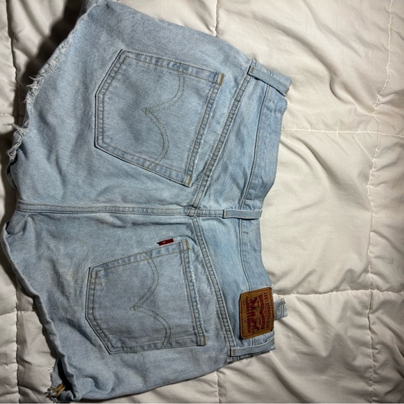 Levi's Blue High-Waisted Cut-Off Jeans - Picture 2 of 3